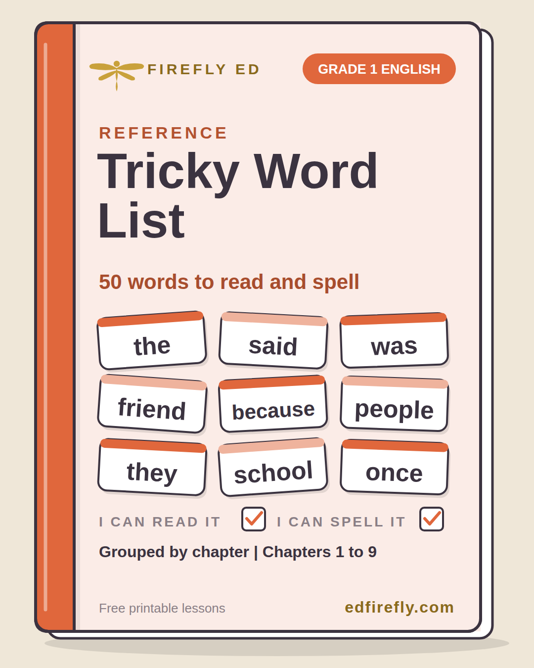Cover for the Tricky Word List, Grade 1 English